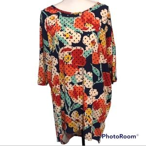 LuLaRoe Irma top floral pattern with polka dots